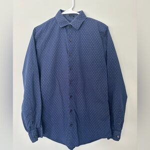 Express Navy Geometric Button Down Shirt